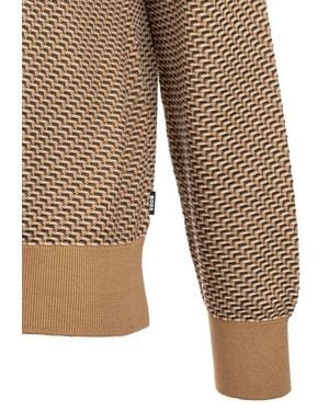 BOSS Strickpullover Lofranco Mit Diagonaler Struktur (1-Tlg) - Braun