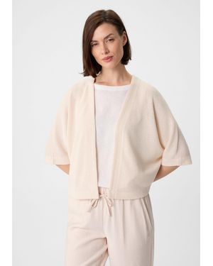Comma, Cardigan T-Shirt Kurzer Strickcardigan aus Viskosemix mit Fledermausärmeln - Natur