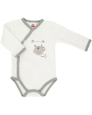 Makoma Langarmbody Baby Body in Wickeloptik - Weiß