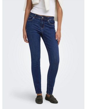 ONLY Skinny-Fit-Jeans Onllinea Mid Waist Lank Sk Dnm Baumwollmischung, Mid Waist, Skinny Fit - Blau
