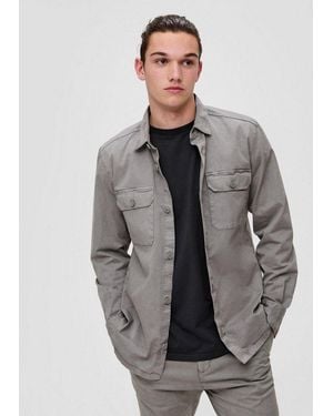 QS Hemdjacke Hemd Overshirt Mit Brusttaschen - Grau