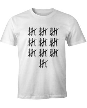MoonWorks T-Shirt 50 Geburtstag Strichliste Striche Jubiläum Jahrgang mit Print - Weiß