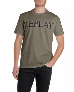 Replay T-Shirt mit Logo-Frontprint - Grau