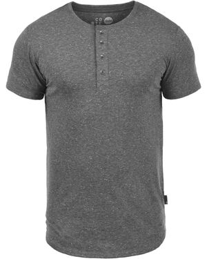 Solid Rundhalsshirt SDThai Kurzarmshirt mit Knopfleiste - Grau
