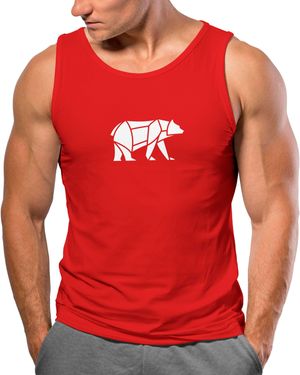 Neverless Tanktop Tank-Top Polygon Design Bär Bear Tiermotiv Outdoor mit Print - Rot