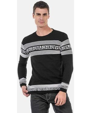 Cipo & Baxx Rundhalspullover Pullover (1-Tlg) - Grau