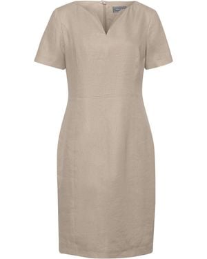 White Label Midikleid Halbarm-Leinenkleid - Natur
