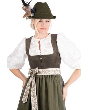 Marjo Dirndl Cord Dirndl 2Tlg - Weiß