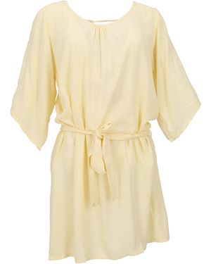 Guru-Shop Longbluse Luftige Maxitunika, Boho Sommertunika - Gelb