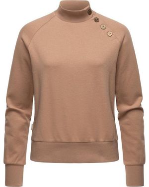 Ragwear Sweatshirt Majjorka Solid Damen Langarmshirt Mit Rippbündchen Und Zierknöpfen - Braun