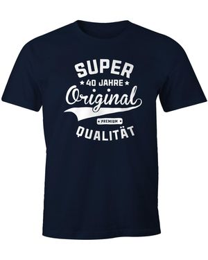 MoonWorks T- Geburtstag Geschenk Super Original Fun-Shirt mit Print - Blau