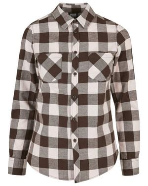 Urban Classics Langarmhemd Damen Ladies Turnup Checked Flanell Shirt (1-Tlg) - Mehrfarbig