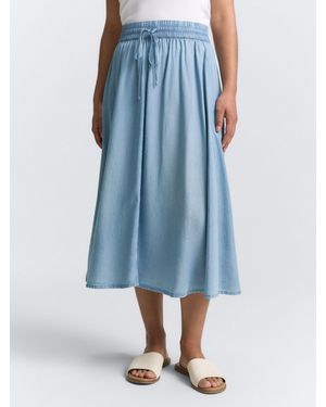 Tom Tailor Sommerrock High Waist Midi-Rock - Blau