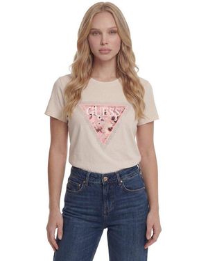 Guess T-Shirt Ss Cn Cosmos Canvas Triangle T Mit Dreieckslogo, Slim Fit - Blau