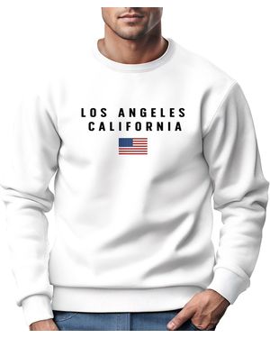 Neverless Sweatshirt Bedruckt Schriftzug California Los Angeles USA - Weiß