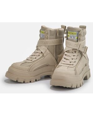 Buffalo Aspha Com1 Vegan Winterboots Schnürstiefelette, Plateauboots Mit Innen-Reißverschluss - Mettallic
