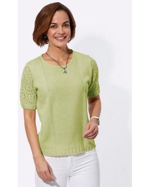 WITT Strickpullover Pullover Kurzarm Bouclé - Grün