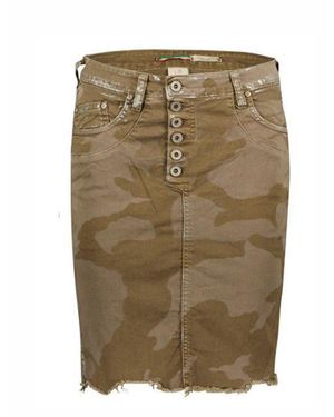 Please Jeansrock mit Camouflage-Muster - Grün