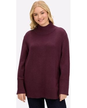 Sheego Strickpullover Pullover Langarm Jersey - Lila
