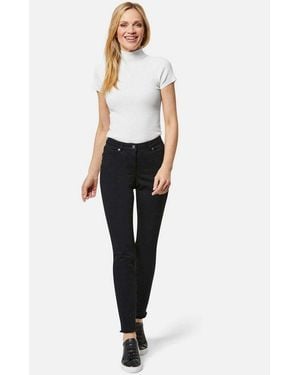 Madeleine Gerade Jeans Mid Waist Skinny-Hose Mit Fransen Fransenhose - Weiß