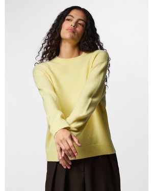 Pieces Rundhalspullover Pcsally Ls O-Neck Knit Noos Bc Materialmix - Gelb