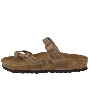 Birkenstock Mayari Geöltes Nubukleder Normal Damen Pantolette Hausschuhe, Sandaletten, Mules, Pantoffeln, Slipper - Braun