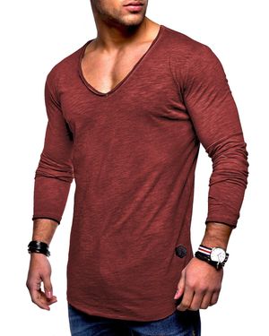 behype Langarmshirt NUKE L/S mit V-Ausschnitt - Rot
