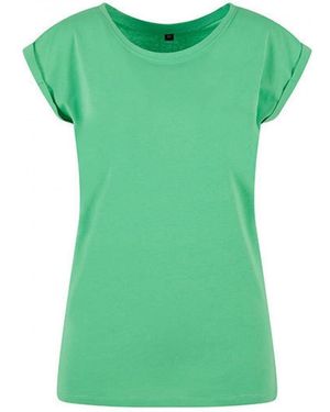 Build Your Brand Rundhalsshirt Ladies Extended Shoulder T-Shirt - Grün