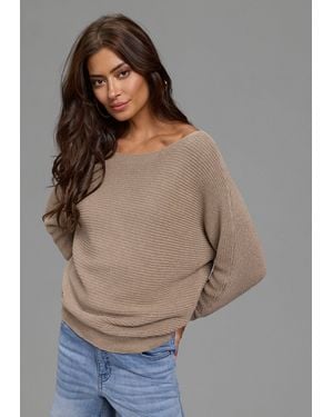 Laura Scott 3/4 Arm-Pullover im sommerlichen Look mit Glitzergarn und in lässigem Schnitt - Grau