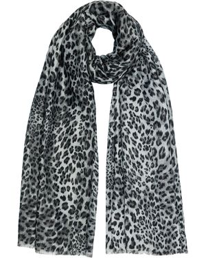 Caspar Modeschal SC542 Leichtes Halstuch mit exotischem Leo Muster Animal Print - Schwarz