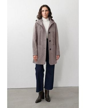 BARBARA LEBEK Kurzmantel Trenchcoat, Damenmantel Oder Wollmantel Mit Kapuze - Grau