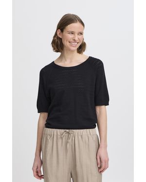 B.Young Strickpullover BYOMANJA Feinstrick T-shirt - Schwarz