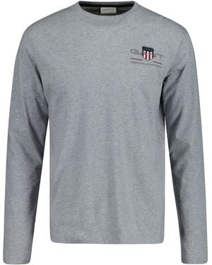 GANT T-Shirt Longsleeve Baumwolle (Packung, 1er Pack) - Grau