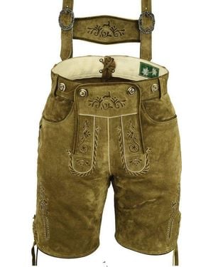 Fuente Leather Wears Trachtenlederhose Lederhose Kinder Trachtenhose Kurz - Grün