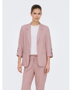 ONLY Kurzblazer Onlgoa 3/4 Unline Linen Bl Blazer Cc Tlr Mit Leinen - Pink