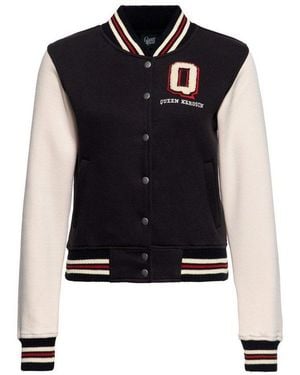 Queen Kerosin Collegejacke Q (1-St) Mit Kontrast Raglan-Ärmeln - Schwarz