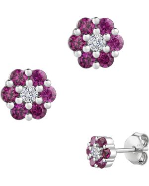 Firetti Paar Ohrstecker Schmuck Geschenk Silber 925 Ohrschmuck Ohrringe Blume - Lila