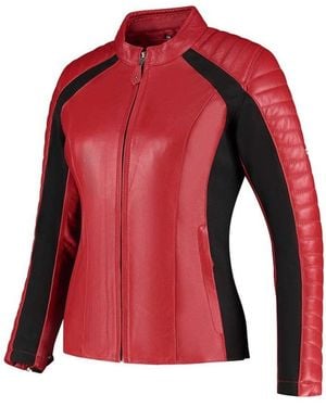 Rusty Stitches Motorradjacke Donna Motorrad Lederjacke herausnehmbares Innenfutter - Rot