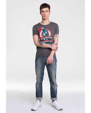 Logoshirt T-Shirt Captain America mit Retro-Frontprint - Grau