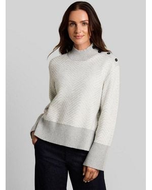 Tom Tailor Strickpullover Pullover & Strickjacken Loose Fit Cosy Strickpullover Mit Knöpfen - Weiß