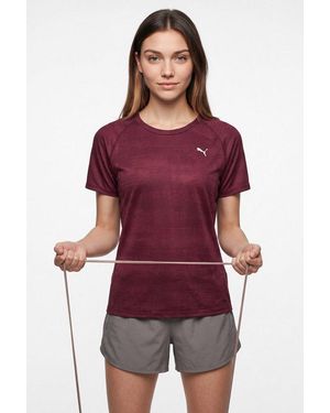 PUMA Laufshirt W Run Velocity Aop Tee T-Shirt, Mit Rundhalsausschnitt, Mit Jamaikanischem Aufdruck - Rot