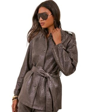 Friends Like These Lederjacke Kunstlederjacke Mit Gürtel (1-St) - Braun