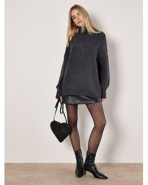 Apricot Strickpullover Bouclé-Pullover - Blau