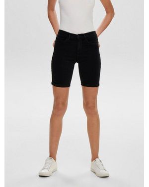 ONLY Shorts Onlrain – Shorts Mit Push-Up-Effekt Und Umschlagsaum Unifarben, Casual, Skinny Fit, Denim, Eingrifftaschen - Schwarz