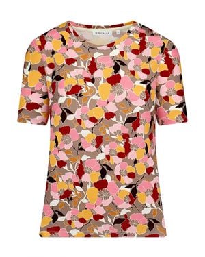 Bicalla T- Shirt mit Blüten-Print in Rosa/Gelb (1-tlg) - Orange
