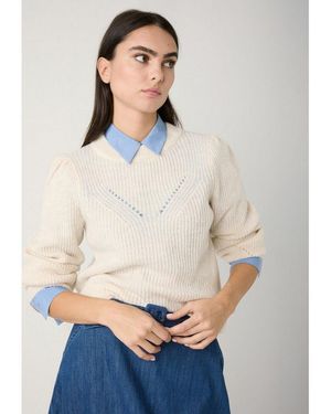 MORE&MORE Rundhalspullover Kuscheliger Rippstrickpullover - Mehrfarbig