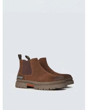 Replay Sandtown Work Chelseaboots Schlupfboots, Stiefelette Mit Stretch, Logo An Der Ferse - Braun
