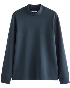 Next Langarmshirt Weiches, langärmeliges T-Shirt mit Rollkragen (1-tlg) - Blau
