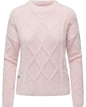 Ragwear Strickpullover Jannina Gestrickter Gemusterter Pullover - Pink