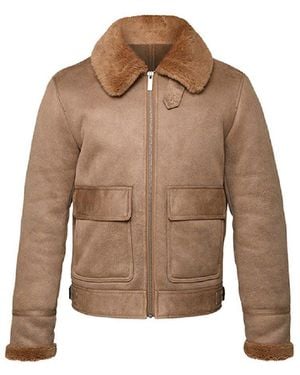 Oakwood Fellimitatjacke BRAVOUR Wolljacke, mit Kunstwollpelz komplett gefüttert - Braun